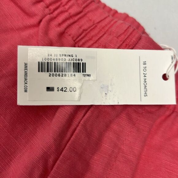 Janie and Jack 100048903 Linen-Cotton Pull-On Short - pink coral size 12-18 m - Picture 8 of 13